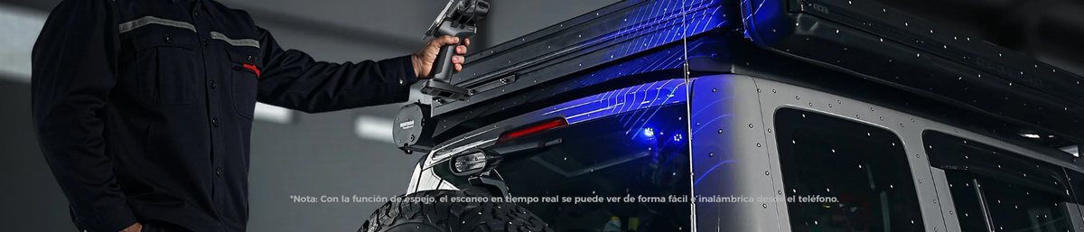 Escaneo 3D con láser azul sobre un vehículo